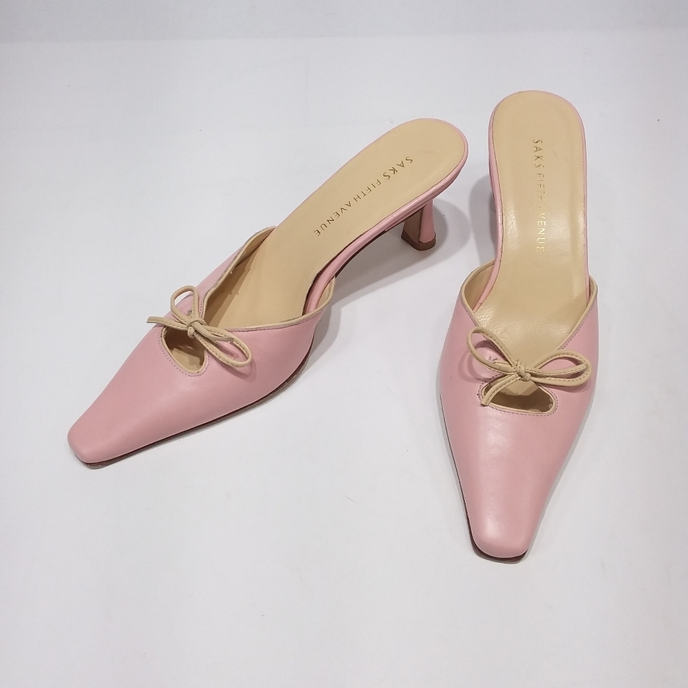 Saks Fifth Avenue pink Italian made leather heels